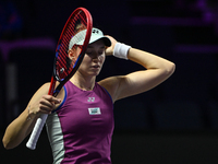 RIYADH, SAUDI ARABIA - NOVEMBER 02: Elena Rybakina of Kazakhstan during her match against Jasmine Paolini of Italy at the 2024 WTA Finals, p...