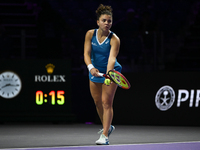 RIYADH, SAUDI ARABIA - NOVEMBER 02: Jasmine Paolini of Italy in action during her match against Kazakhstan's Elena Rybakina at the 2024 WTA...