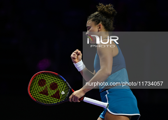 RIYADH, SAUDI ARABIA - NOVEMBER 02: Jasmine Paolini of Italy during her match against Kazakhstan's Elena Rybakina at the 2024 WTA Finals, pa...