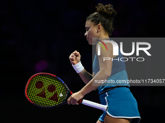 RIYADH, SAUDI ARABIA - NOVEMBER 02: Jasmine Paolini of Italy during her match against Kazakhstan's Elena Rybakina at the 2024 WTA Finals, pa...