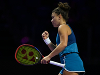 RIYADH, SAUDI ARABIA - NOVEMBER 02: Jasmine Paolini of Italy during her match against Kazakhstan's Elena Rybakina at the 2024 WTA Finals, pa...