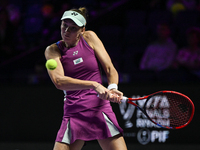 RIYADH, SAUDI ARABIA - NOVEMBER 02: Elena Rybakina of Kazakhstan during her match against Jasmine Paolini of Italy at the 2024 WTA Finals, p...