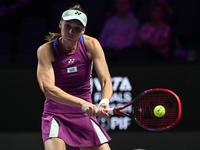 RIYADH, SAUDI ARABIA - NOVEMBER 02: Elena Rybakina of Kazakhstan during her match against Jasmine Paolini of Italy at the 2024 WTA Finals, p...