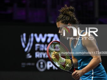 RIYADH, SAUDI ARABIA - NOVEMBER 02: Jasmine Paolini of Italy during her match against Kazakhstan's Elena Rybakina at the 2024 WTA Finals, pa...