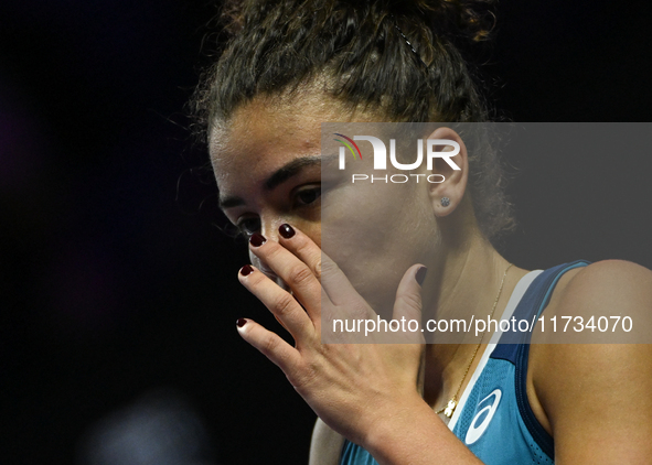 RIYADH, SAUDI ARABIA - NOVEMBER 02: Jasmine Paolini of Italy during her match against Kazakhstan's Elena Rybakina at the 2024 WTA Finals, pa...