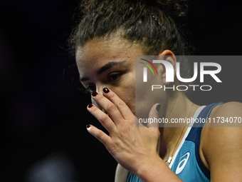 RIYADH, SAUDI ARABIA - NOVEMBER 02: Jasmine Paolini of Italy during her match against Kazakhstan's Elena Rybakina at the 2024 WTA Finals, pa...