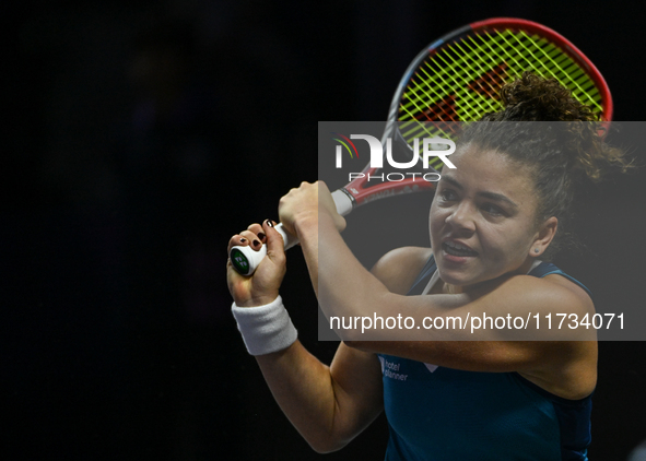 RIYADH, SAUDI ARABIA - NOVEMBER 02: Jasmine Paolini of Italy during her match against Kazakhstan's Elena Rybakina at the 2024 WTA Finals, pa...