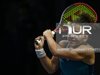 RIYADH, SAUDI ARABIA - NOVEMBER 02: Jasmine Paolini of Italy during her match against Kazakhstan's Elena Rybakina at the 2024 WTA Finals, pa...