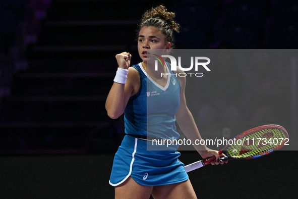 RIYADH, SAUDI ARABIA - NOVEMBER 02: Jasmine Paolini of Italy during her match against Kazakhstan's Elena Rybakina at the 2024 WTA Finals, pa...