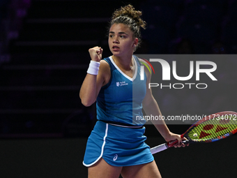 RIYADH, SAUDI ARABIA - NOVEMBER 02: Jasmine Paolini of Italy during her match against Kazakhstan's Elena Rybakina at the 2024 WTA Finals, pa...