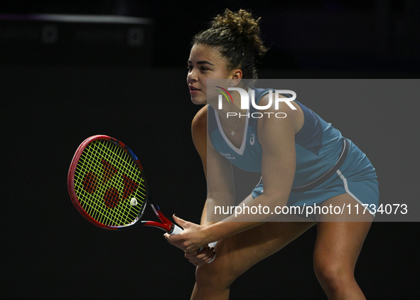 RIYADH, SAUDI ARABIA - NOVEMBER 02: Jasmine Paolini of Italy during her match against Kazakhstan's Elena Rybakina at the 2024 WTA Finals, pa...