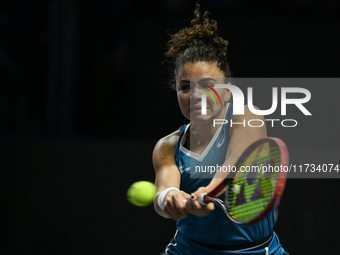 RIYADH, SAUDI ARABIA - NOVEMBER 02: Jasmine Paolini of Italy during her match against Kazakhstan's Elena Rybakina at the 2024 WTA Finals, pa...