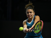 RIYADH, SAUDI ARABIA - NOVEMBER 02: Jasmine Paolini of Italy during her match against Kazakhstan's Elena Rybakina at the 2024 WTA Finals, pa...