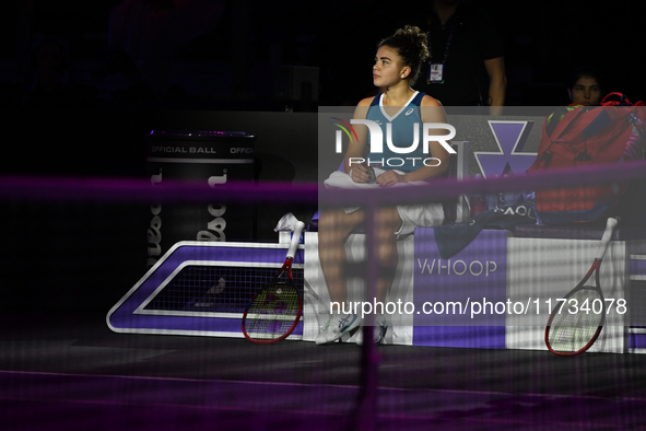 RIYADH, SAUDI ARABIA - NOVEMBER 02: Jasmine Paolini of Italy during her match against Kazakhstan's Elena Rybakina at the 2024 WTA Finals, pa...