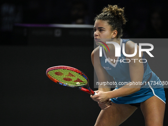 RIYADH, SAUDI ARABIA - NOVEMBER 02: Jasmine Paolini of Italy during her match against Kazakhstan's Elena Rybakina at the 2024 WTA Finals, pa...