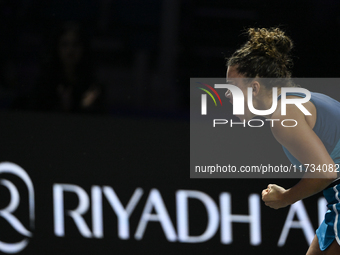 RIYADH, SAUDI ARABIA - NOVEMBER 02: Jasmine Paolini of Italy during her match against Kazakhstan's Elena Rybakina at the 2024 WTA Finals, pa...