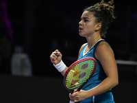 RIYADH, SAUDI ARABIA - NOVEMBER 02: Jasmine Paolini of Italy during her match against Kazakhstan's Elena Rybakina at the 2024 WTA Finals, pa...