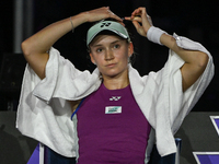 RIYADH, SAUDI ARABIA - NOVEMBER 02: Elena Rybakina of Kazakhstan during her match against Jasmine Paolini of Italy at the 2024 WTA Finals, p...