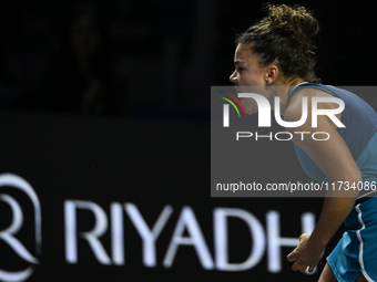 RIYADH, SAUDI ARABIA - NOVEMBER 02: Jasmine Paolini of Italy during her match against Kazakhstan's Elena Rybakina at the 2024 WTA Finals, pa...