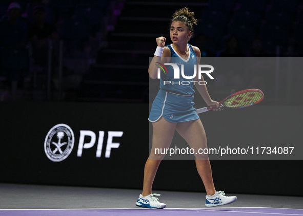 RIYADH, SAUDI ARABIA - NOVEMBER 02: Jasmine Paolini of Italy during her match against Kazakhstan's Elena Rybakina at the 2024 WTA Finals, pa...