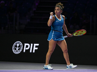 RIYADH, SAUDI ARABIA - NOVEMBER 02: Jasmine Paolini of Italy during her match against Kazakhstan's Elena Rybakina at the 2024 WTA Finals, pa...