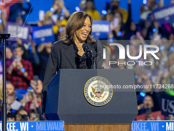 Vice President of the United States Kamala Harris delivered remarks at a campaign rally four days before Election Day at Wisconsin State Fai...