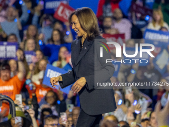 Vice President of the United States Kamala Harris delivered remarks at a campaign rally four days before Election Day at Wisconsin State Fai...