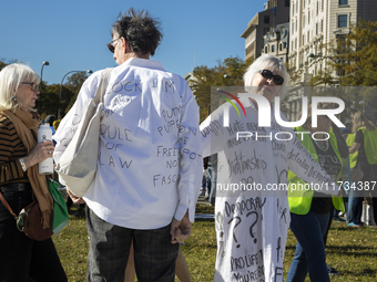 Thousands of demonstrators attend the Women's March in support of Vice President Kamala Harris in Washington DC, USA, on November 2, 2024. T...