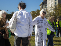 Thousands of demonstrators attend the Women's March in support of Vice President Kamala Harris in Washington DC, USA, on November 2, 2024. T...