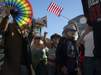 Abortion rights activists chant slogans during the National Women's March at Freedom Plaza in Washington DC, USA, on November 2, 2024. Just...