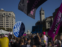 Thousands of demonstrators attend the Women's March in support of Vice President Kamala Harris in Washington DC, USA, on November 2, 2024. T...