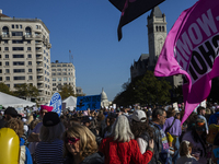 Thousands of demonstrators attend the Women's March in support of Vice President Kamala Harris in Washington DC, USA, on November 2, 2024. T...