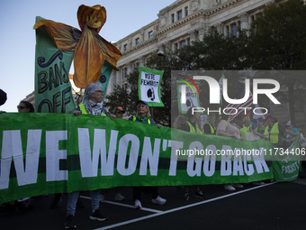 Thousands of demonstrators attend the Women's March in support of Vice President Kamala Harris in Washington DC, USA, on November 2, 2024. T...