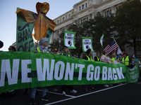 Thousands of demonstrators attend the Women's March in support of Vice President Kamala Harris in Washington DC, USA, on November 2, 2024. T...