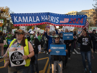 Thousands of demonstrators attend the Women's March in support of Vice President Kamala Harris in Washington DC, USA, on November 2, 2024. T...