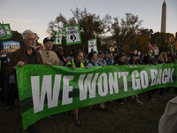 Demonstrators chant slogans during the National Women's March in Washington DC, USA, on November 2, 2024. Just days before the US Election,...