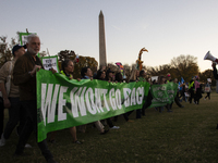 Demonstrators chant slogans during the National Women's March in Washington DC, USA, on November 2, 2024. Just days before the US Election,...