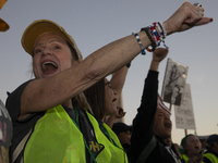 Demonstrators chant slogans during the National Women's March in front of the White House in Washington DC, USA, on November 2, 2024. Just d...