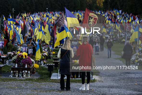 The Mars field of the Lychakiv cemetery is the place where the military killed in battles with the Russian occupiers are buried in Lviv, Ukr...