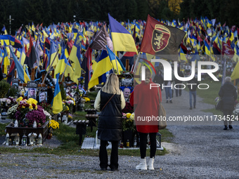 The Mars field of the Lychakiv cemetery is the place where the military killed in battles with the Russian occupiers are buried in Lviv, Ukr...