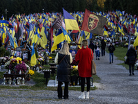 The Mars field of the Lychakiv cemetery is the place where the military killed in battles with the Russian occupiers are buried in Lviv, Ukr...