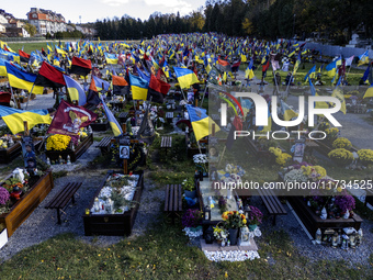 The Mars field of the Lychakiv cemetery is the place where the military killed in battles with the Russian occupiers are buried in Lviv, Ukr...