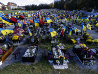 The Mars field of the Lychakiv cemetery is the place where the military killed in battles with the Russian occupiers are buried in Lviv, Ukr...