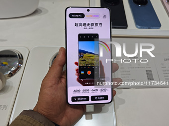 An OPPO Find X8 mobile phone is for sale at an OPPO store in Shanghai, China, on November 3, 2024. (