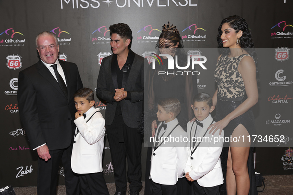 Raul Rocha and his family attend the red carpet for the Miss Universe Catrinas Gala at Antiguo Colegio de las Vizcainas in Mexico City, Mexi...