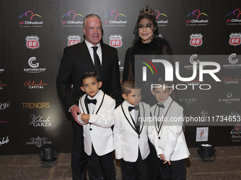 Raul Rocha and his family attend the red carpet for the Miss Universe Catrinas Gala at Antiguo Colegio de las Vizcainas in Mexico City, Mexi...