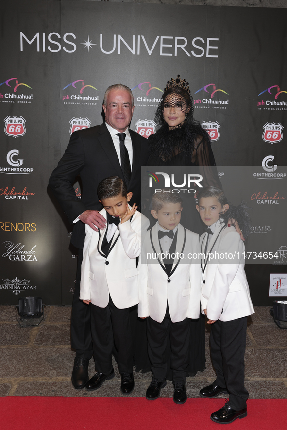 Raul Rocha and his family attend the red carpet for the Miss Universe Catrinas Gala at Antiguo Colegio de las Vizcainas in Mexico City, Mexi...