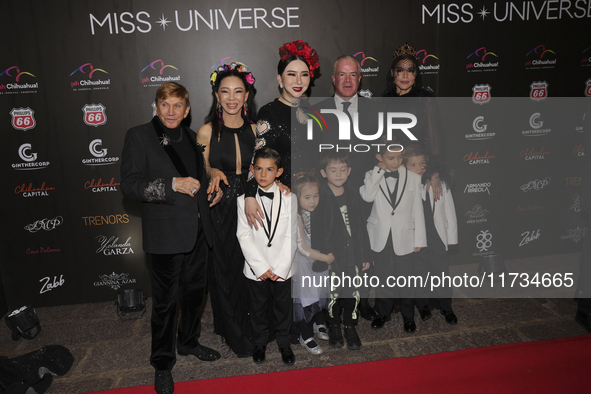 Anne Jakkaphong and Raul Rocha attend the red carpet for the Miss Universe Catrinas Gala at Antiguo Colegio de las Vizcainas in Mexico City,...