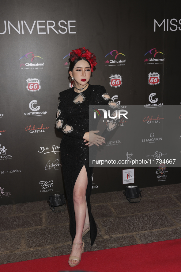 Anne Jakkaphong attends the red carpet for the Miss Universe Catrinas Gala at Antiguo Colegio de las Vizcainas in Mexico City, Mexico, on No...