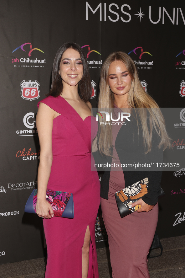 Antonieta Andariza and Celine Fitsch attend the red carpet for the Miss Universe Catrinas Gala at Antiguo Colegio de las Vizcainas in Mexico...